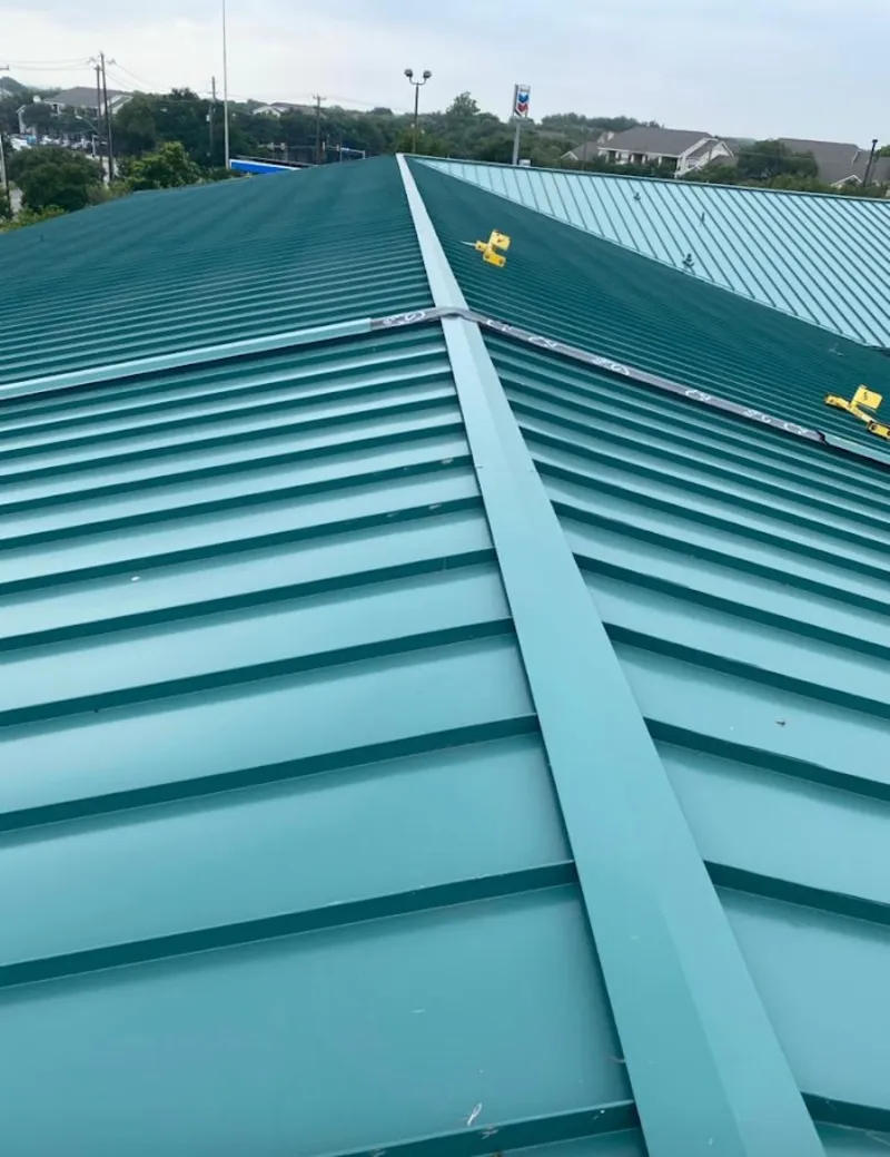 Green commercial metal roof ridge and valley for Metal Roof Repair in Murphy